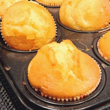 perfectly moist and spongy vanilla peach muffins recipe