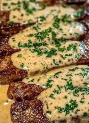 perfectly seared steak with luscious creamy garlic sauce a gourmet delight
