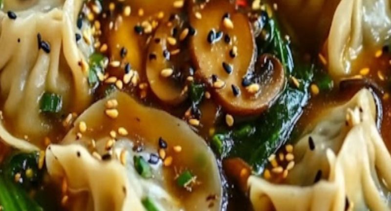 potsticker soup with mushrooms and bok choy a quick flavorful comfort meal