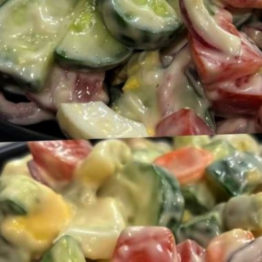 refreshing marinated tomato cucumber and red onion salad with olive oil and herbs