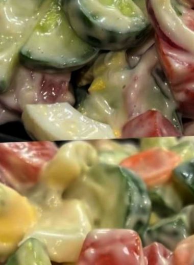 refreshing marinated tomato cucumber and red onion salad with olive oil and herbs