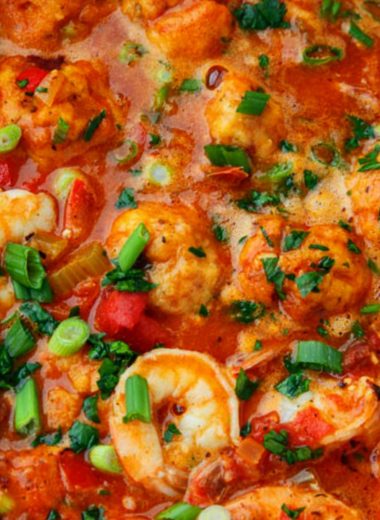 shrimp creole soup with bacon and cheddar dumplings a hearty southern comfort food recipe