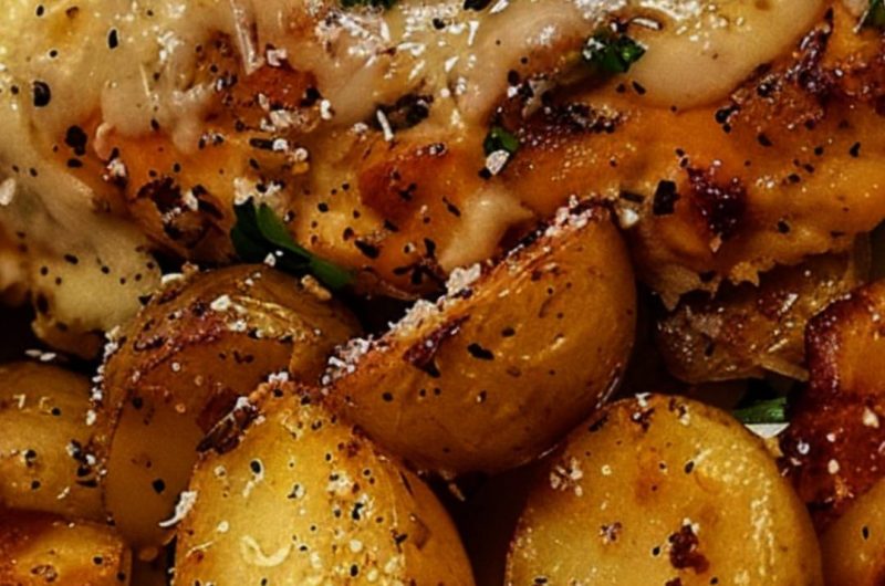 skillet garlic parmesan chicken with crispy potatoes a one pan wonder