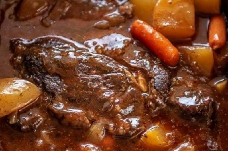 slow cooker pot roast with rich gravy sauce a hearty comfort food recipe