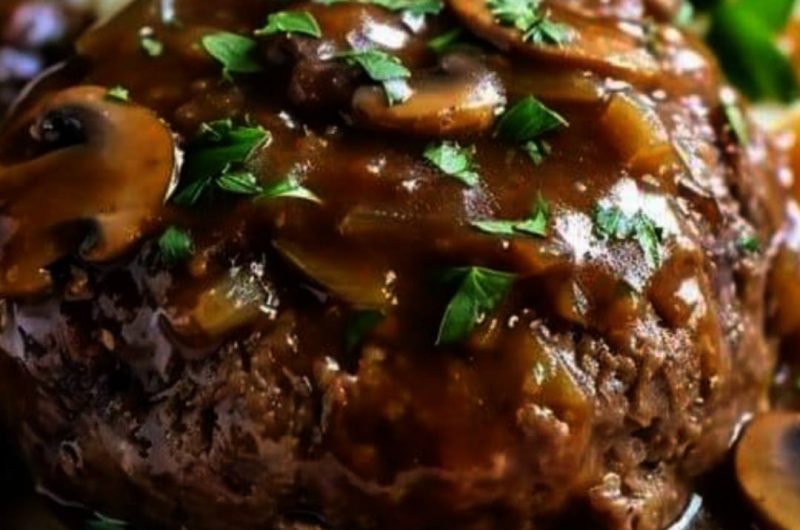 slow cooker salisbury steak with rich mushroom gravy a hearty comfort food recipe
