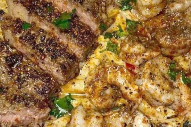 spicy jerk steak and shrimp over yellow rice a caribbean inspired delight 1