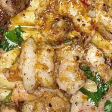 spicy jerk steak and shrimp over yellow rice a caribbean inspired delight