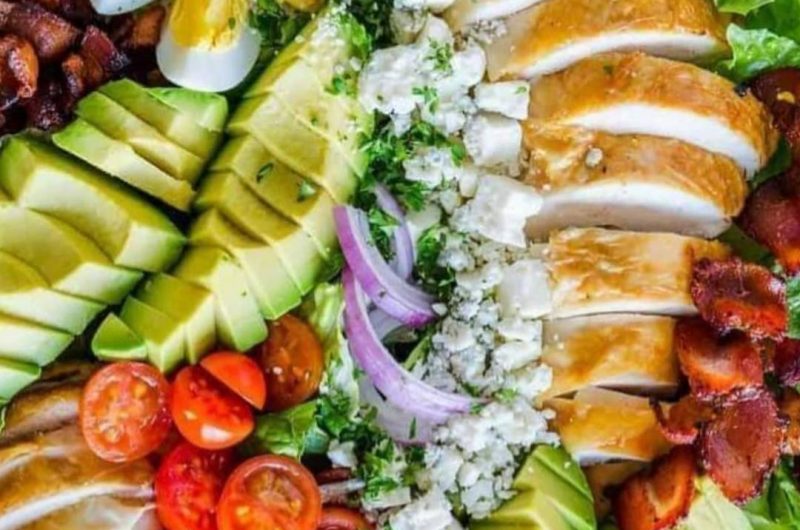 ultimate 7 layer chicken cobb salad with balsamic dressing a healthy flavorful delight
