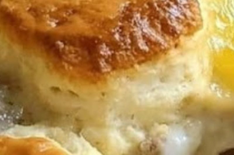 ultimate biscuits and gravy breakfast casserole with sausage and egg a hearty brunch recipe