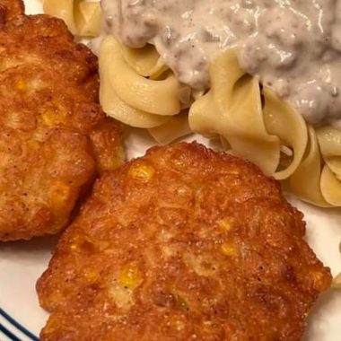 ultimate comfort dinner homemade ground beef stroganoff and crispy corn fritters recipe