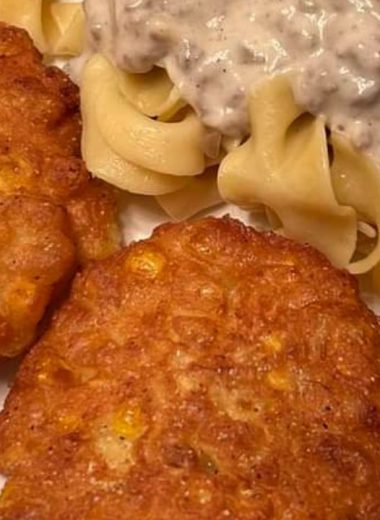 ultimate comfort dinner homemade ground beef stroganoff and crispy corn fritters recipe