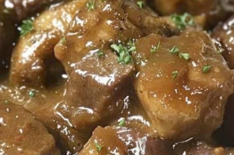ultimate slow cooker beef in onion gravy a fork tender comfort food recipe