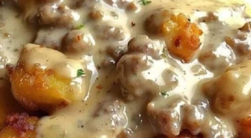 ultimate tater tot breakfast bowl with sausage gravy a hearty morning delight